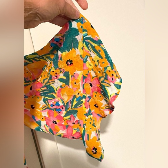 Anne Cole Floral Swim Cover Up- Pink, Yellow, Green M/L - Picture 4 of 5